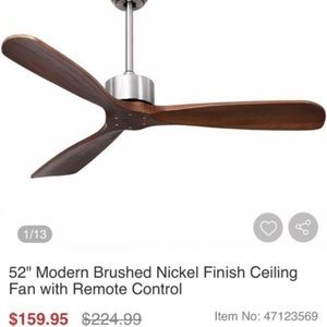 Modern Brush Nickel Finish Ceiling Fan with Remote